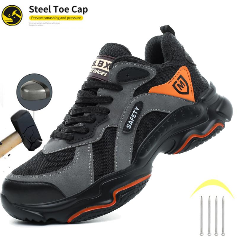 Man Safety Shoes Puncture-proof Work Sneakers Lightweight Work Shoes Men Steel Toe Shoes Safety Boots Indestructible Shoes