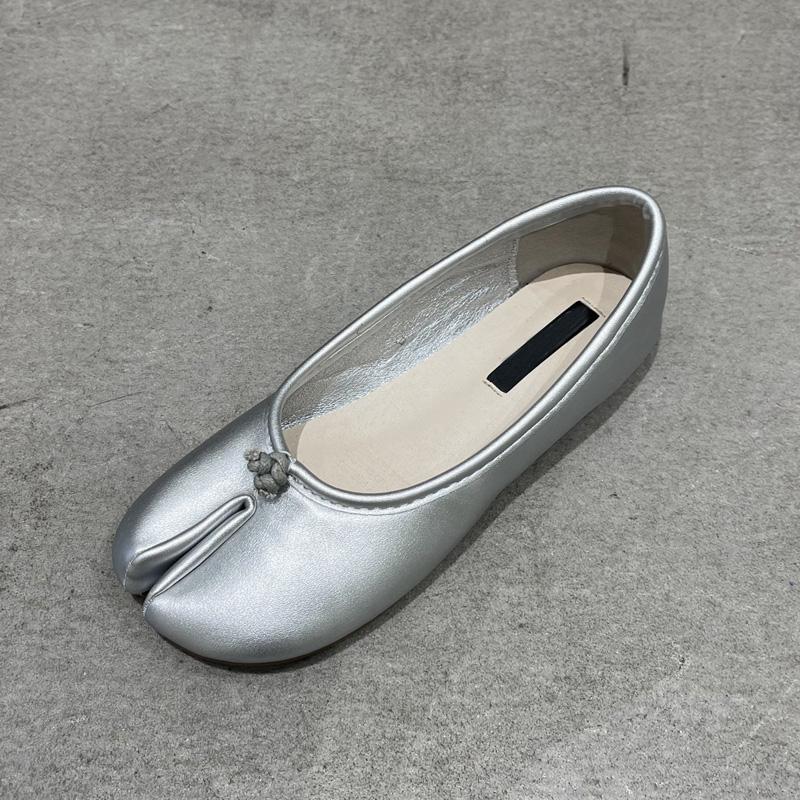 Fashion SUOJIALUN 2025 Autumn Women Flats Ballerina Shoes Fashion Split Toe Flat Ballet Female Casual Slip On Loafer Bot Knot Flats Muje