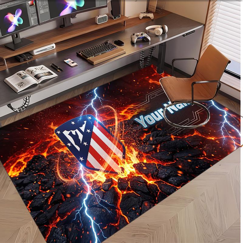 Personalized Crystal Velvet Carpet Atletico Madrid FC Pattern Non Slip Floor Rug