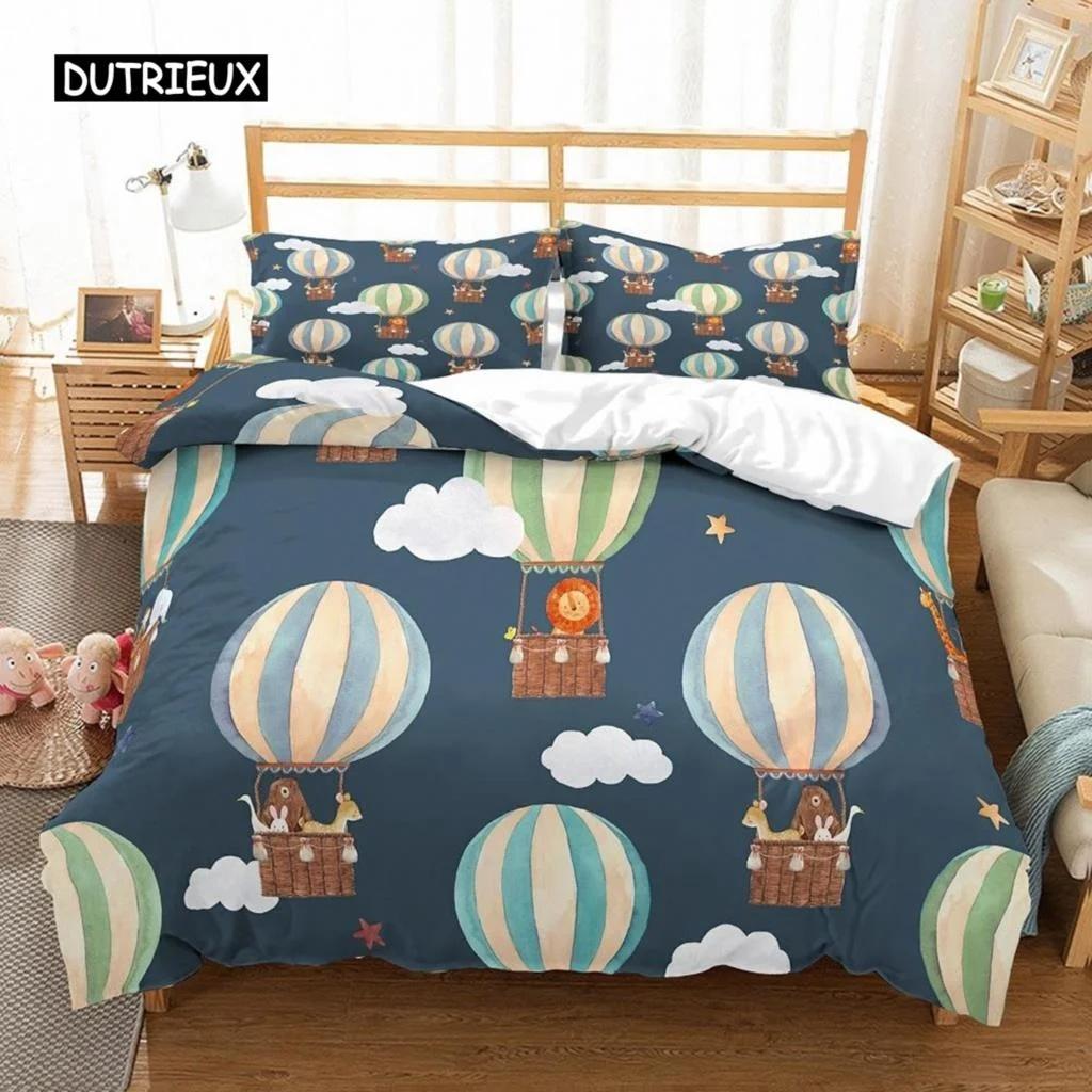 Air Balloon Duvet Cover Set Romantic Balloon Bedding Set Extreme Sports Games Comforter Cover Romantic Warm Trip Quilt Cover