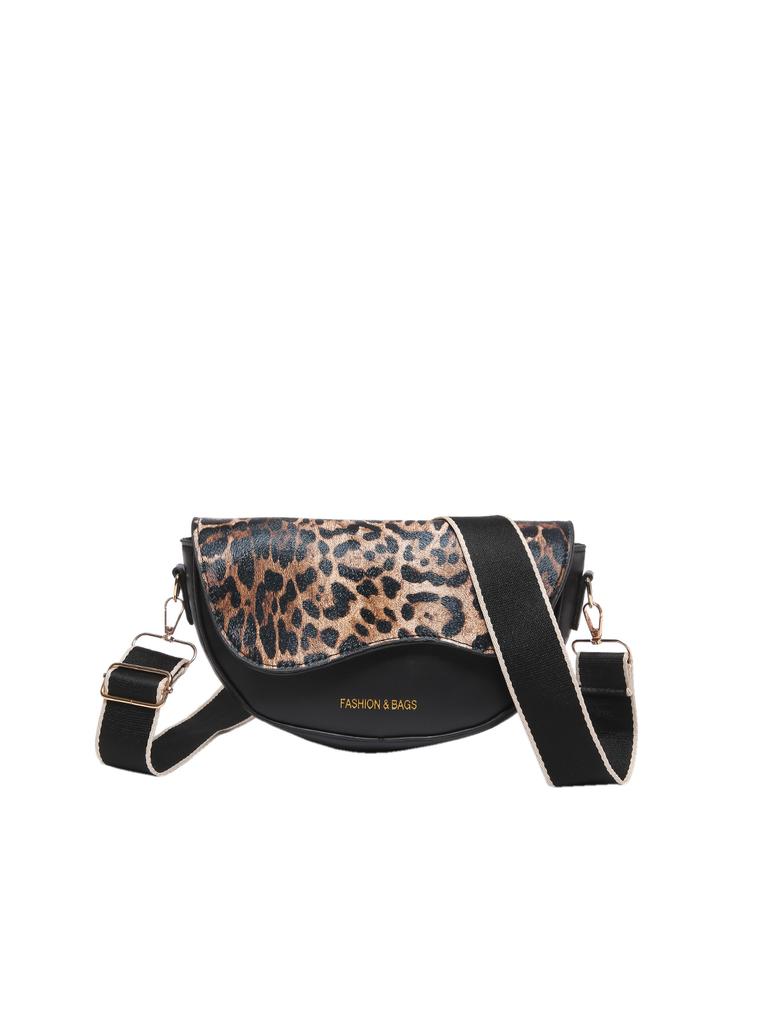 Leopard Print Women'S Bag Fashion Saddle Bag Texture Pu Shoulder Bag Niche Versatile Messenger Bag