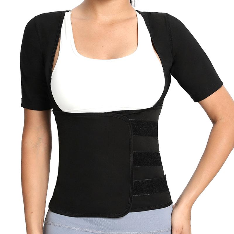 Sauna Suit For Women Sweat Body Shaper Hot Waist Trainer Short Sleeve Shirt Workout Top|Shaping Sweating Short Sleeve Bodysuit