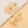 Trendy Exaggerated Chiffon Flower Earrings Boho Style Colorful Long Drop Earrings Handwoven Fabric Tassel Earrings for Women
