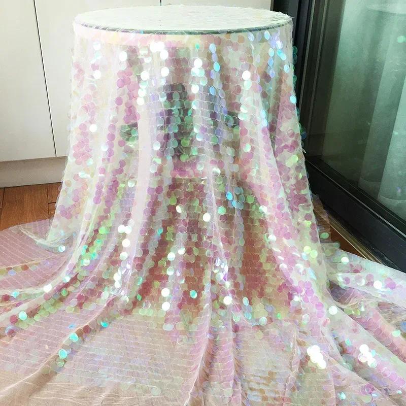 18mm Fish Scale Sequin Embroidered Fabric Photography Live Broadcast Background Decoration Cloth Stage Costumes Production