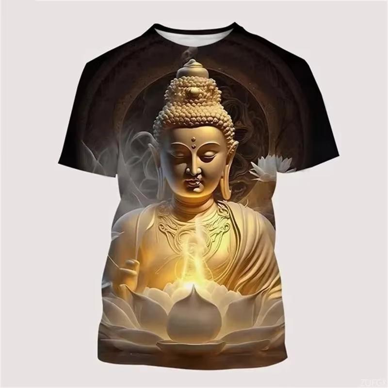 Hindu god men's T-shirt, religious belief 3D printed Aslan Vishnu devotee cosplay T-shirt, hip-hop outdoor sports top