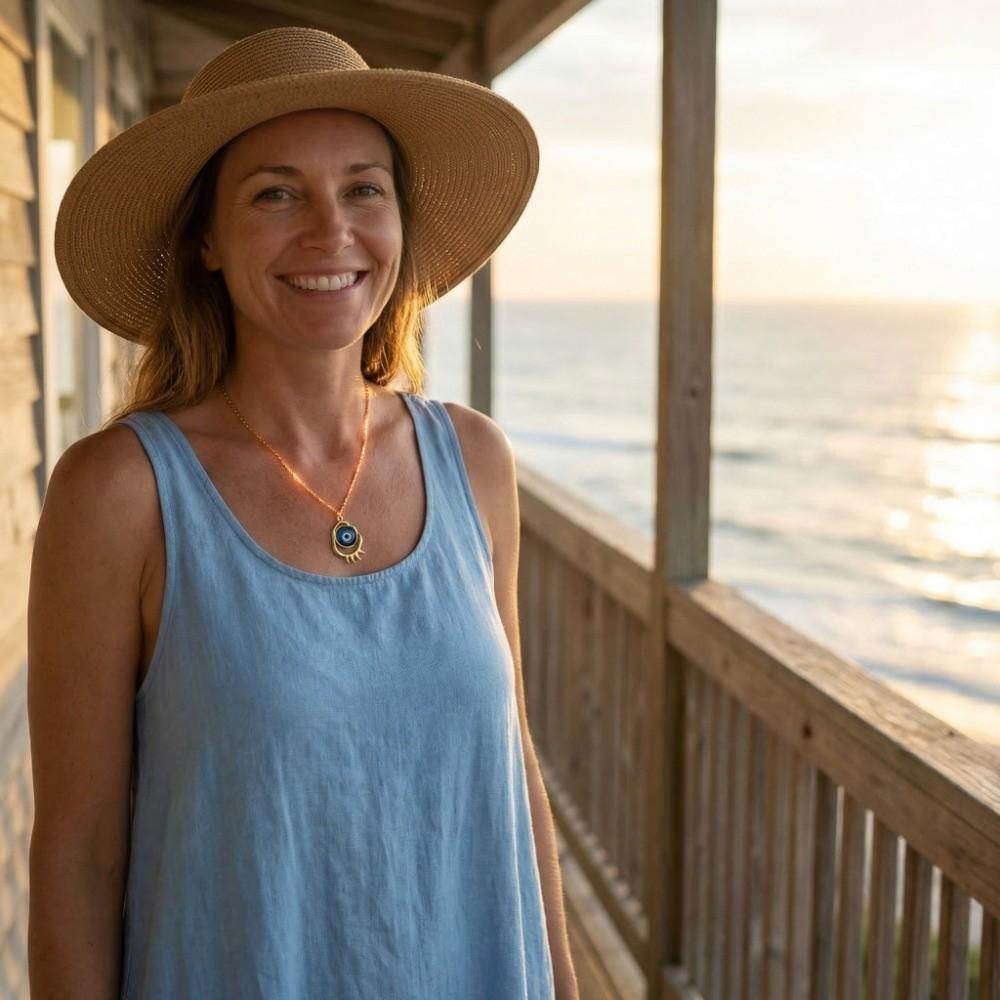 Pendant Devil's Eye Necklace Copper Resin Banquet Clothes Neck Chain  Clothes Accessories