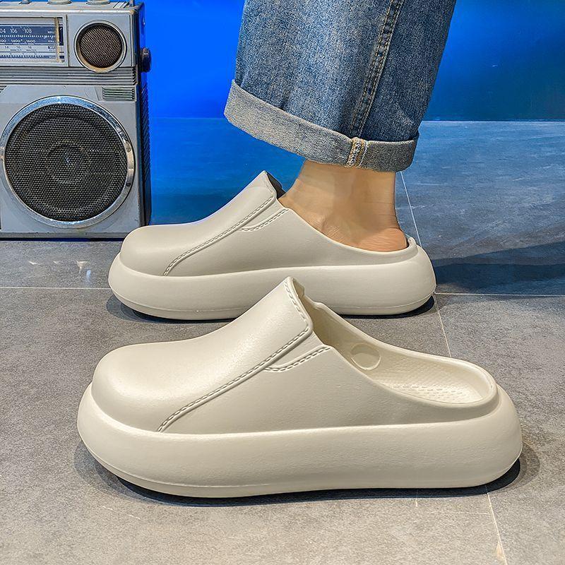 New Men's Slippers Household Waterproof One-pedal Baotou Drag Beach Non-slip Outdoor Stepping On Shit Feeling Light and Cool Slippers