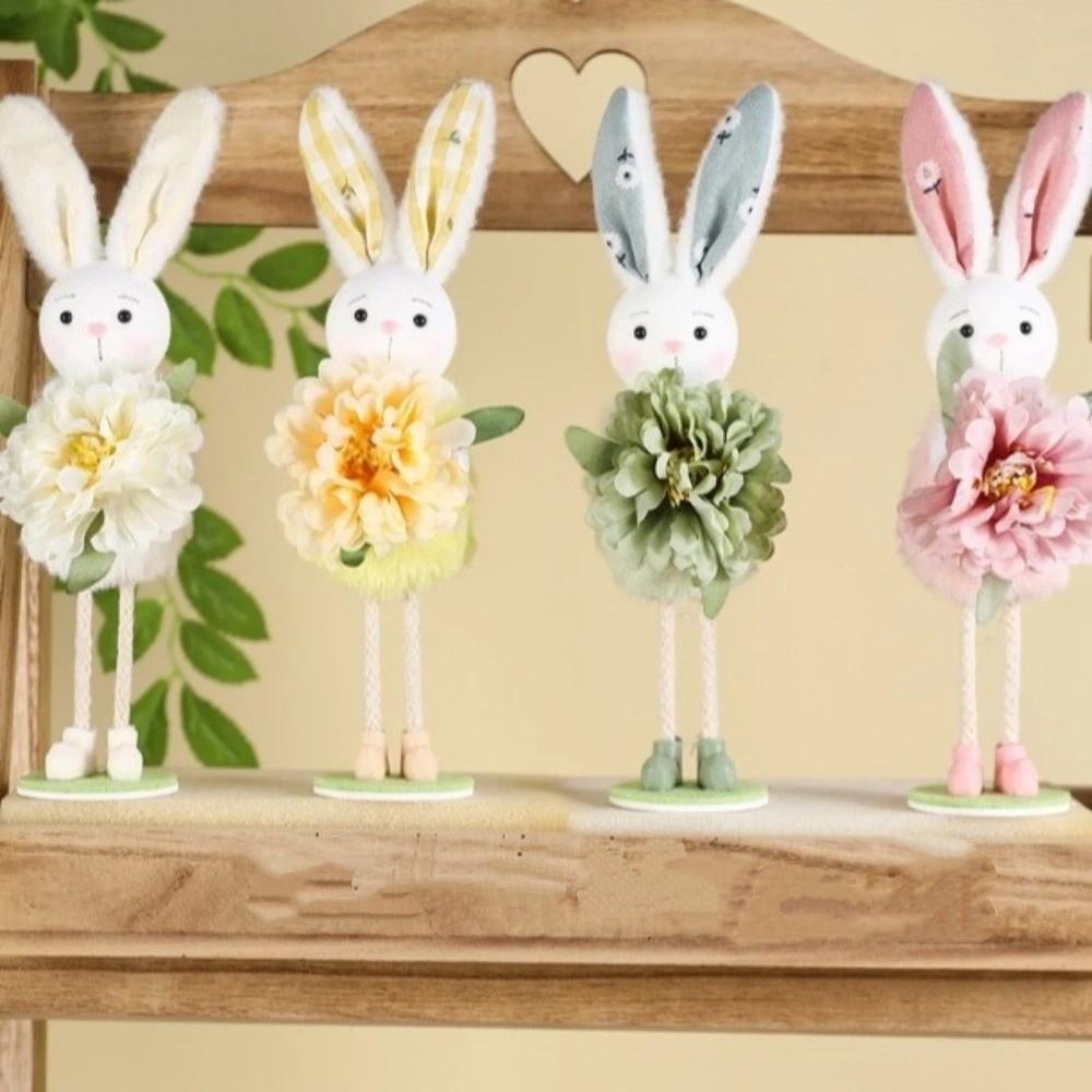 Creative Standing Easter Bunny Ornament Cartoon Cute Colorful Bunny Decor Handmade Bunny Figures Gifts