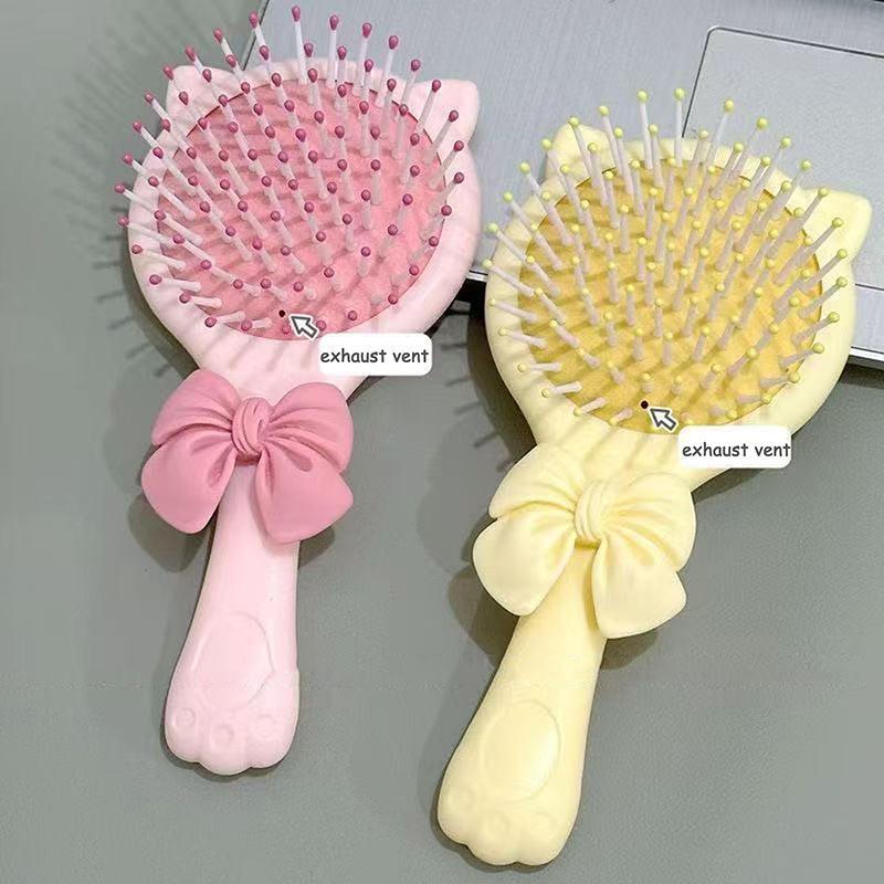 Bow Cat Claw Mirror Comb 2-In-1 Portable Airbag Comb Handheld Mirror Air Cushion Massage Comb Hairdressin Girl Birthday Gift