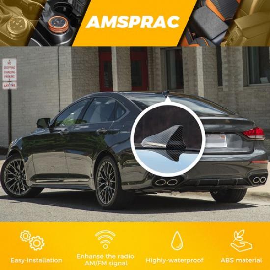 For 15-19 Hyundai Sonata-Elantra Ebony Carbon Black Shark Fin Roof Antenna Cover