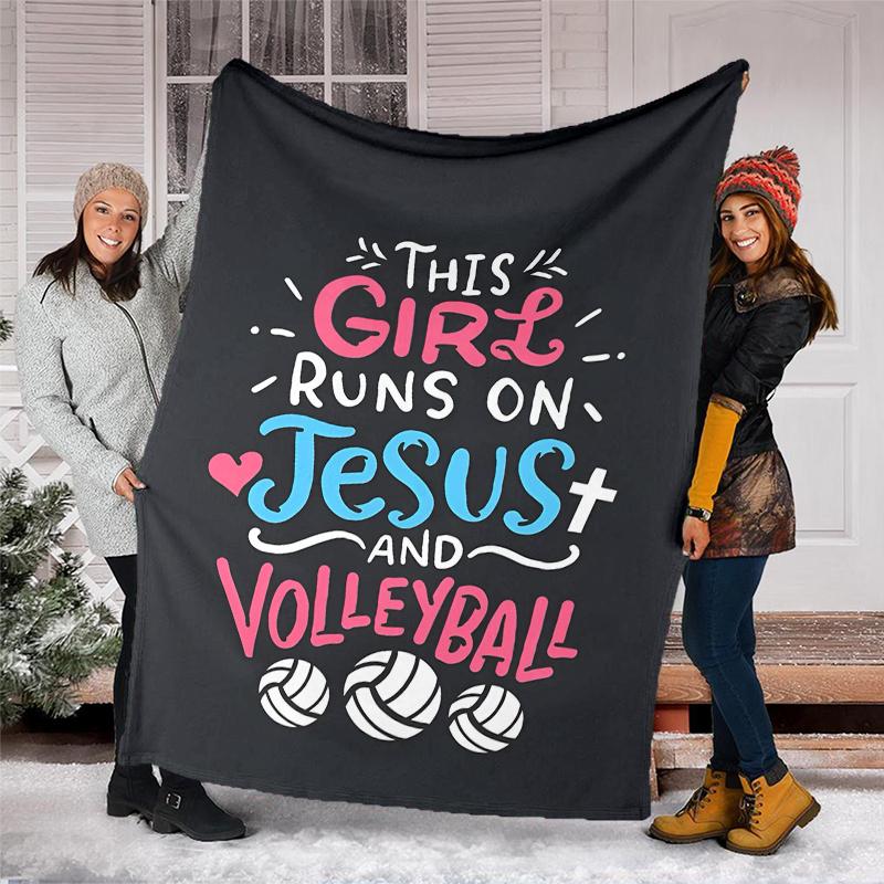 Volleyball Theme Printed Blanket - Perfect for Couch, Bed, Travel & Outdoor Use | Machine Washable, Cozy & Durable.
