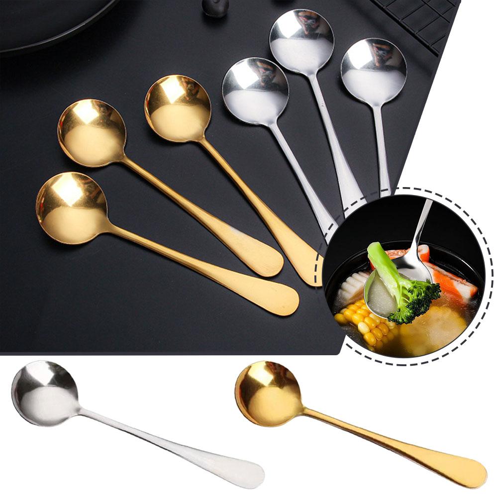 Stahl Runde Suppenlöffel Praktisch Feine Verarbeitung Verdicken Langer Griff Glatte Oberfläche Ideal Zum Kochen Und Servieren U1Q7