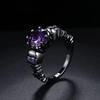 Hot Sale Western Fashion Black Skull Ring Personality Gothic Delicate Purple Zircon Copper Ring for Punk Women Statement Jewelry