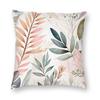 Botanical Peach Olive Green Square Pillowcase Polyester Linen Velvet Pattern Zip Decor Pillow Case Room Cushion Cover