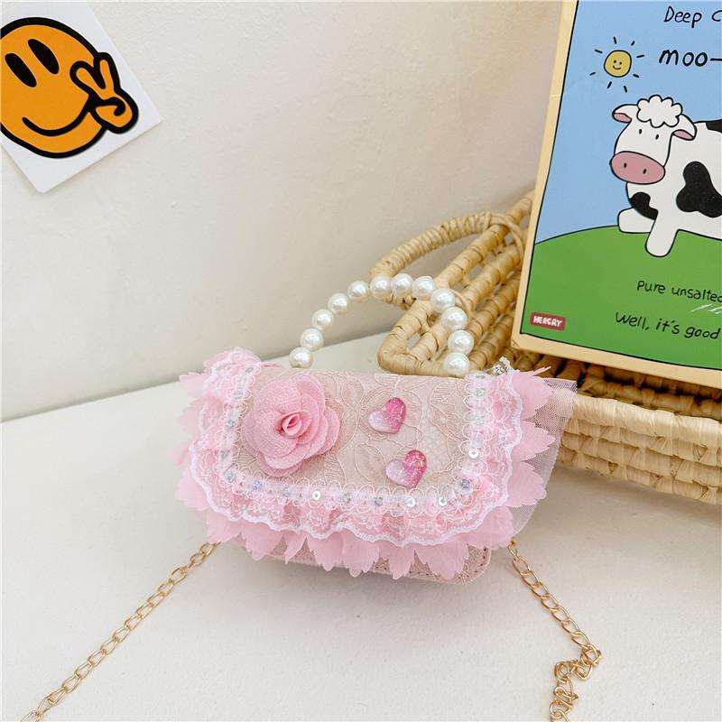 Floral Childrens Delightful Crossbody Bag With Shiny Sequins For Fashionable Toddlers