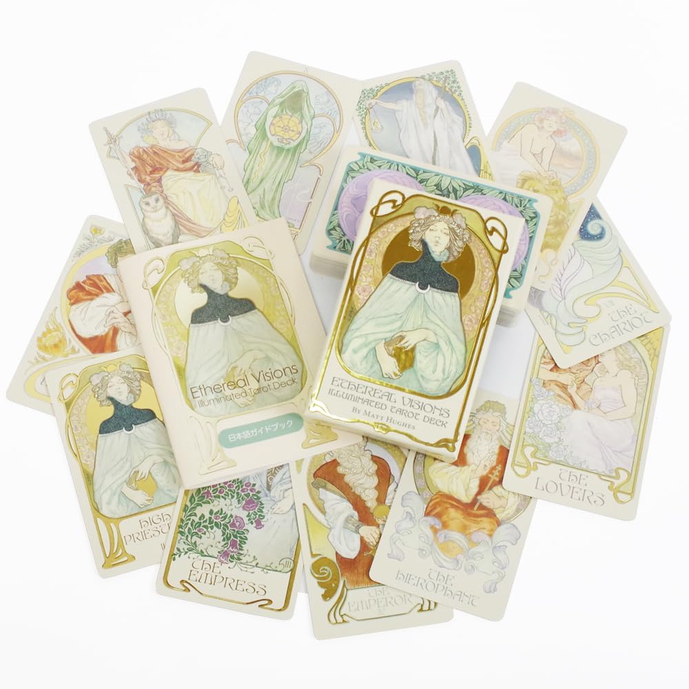 Ethereal Visions Illuminated Tarot Deck with Japanese instruction Authentic Fortune Cards by Games (80 Rider-Waite cards, manual) U.S. Systems, Inc.