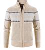Stylish Men's Zip-Up Sweaters Warm Thick Knitwear with Color Blocking and Casual Design for Autumn and Winter