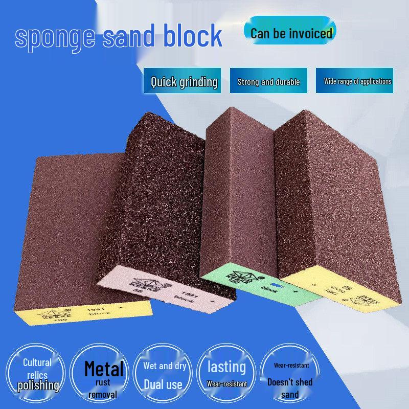 Jie Meng Zhe 4-Sided Sponge Sanding Block, 60/120 Grit, Gray (10-Pack)