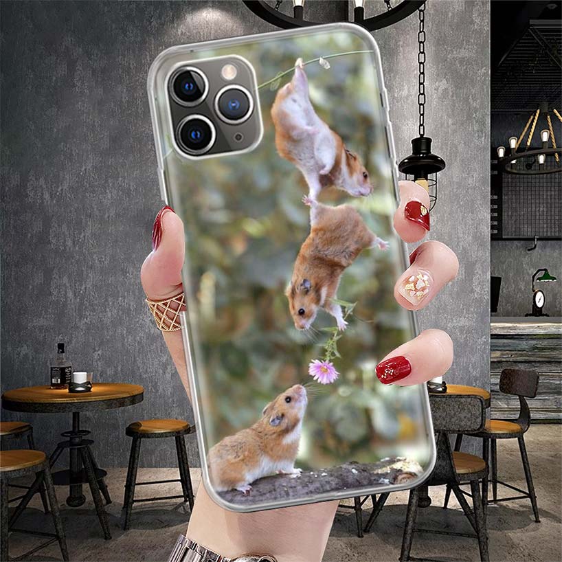 Cute Lovely Pet Hamster Soft Phone Case For IPhone 11 17 Air 16E 16 Pro Max 15 + 14 Plus 13 Mini 12 Apple 7 SE 8 Fundas Coque 11