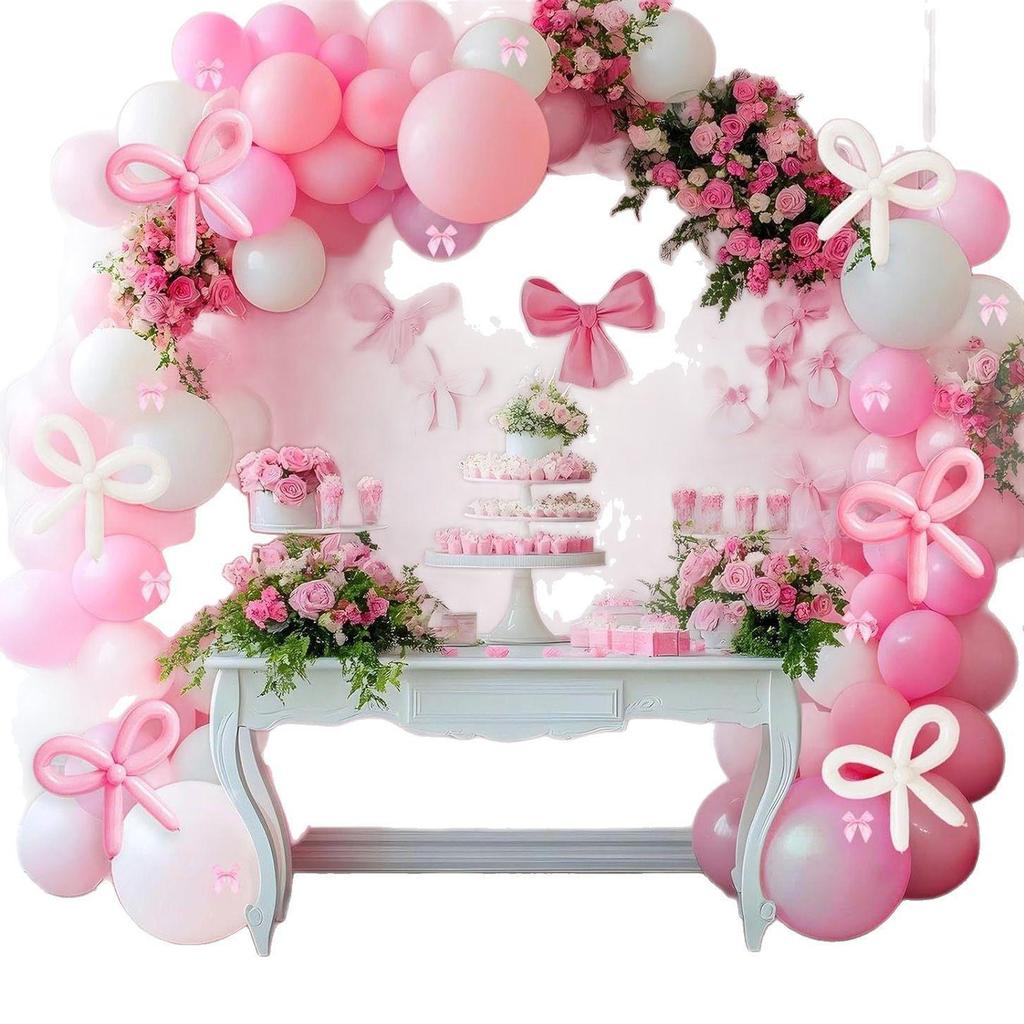 White Balloons Bow Set for Birthday and Valentine's Day Party Decoration