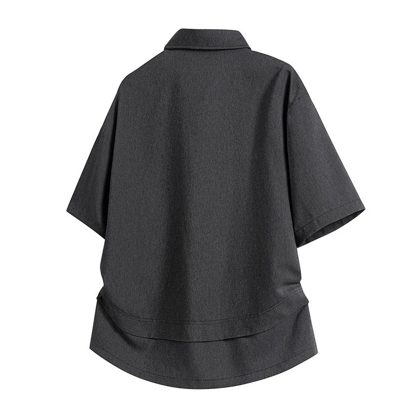 Retro Workwear Short Sleeved Shirt Men's Loose Collared Casual Shirt Summer Shirt