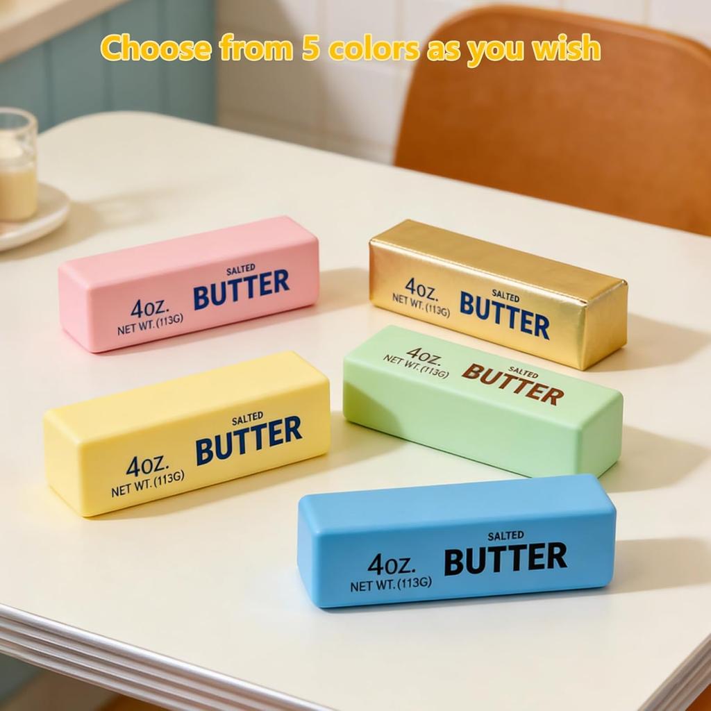 2Pcs Butter Stick Squishy Fidget Toys Elastic Cheese Stick Funny Squeeze Prank Toy Stress Anxiety Relief Game