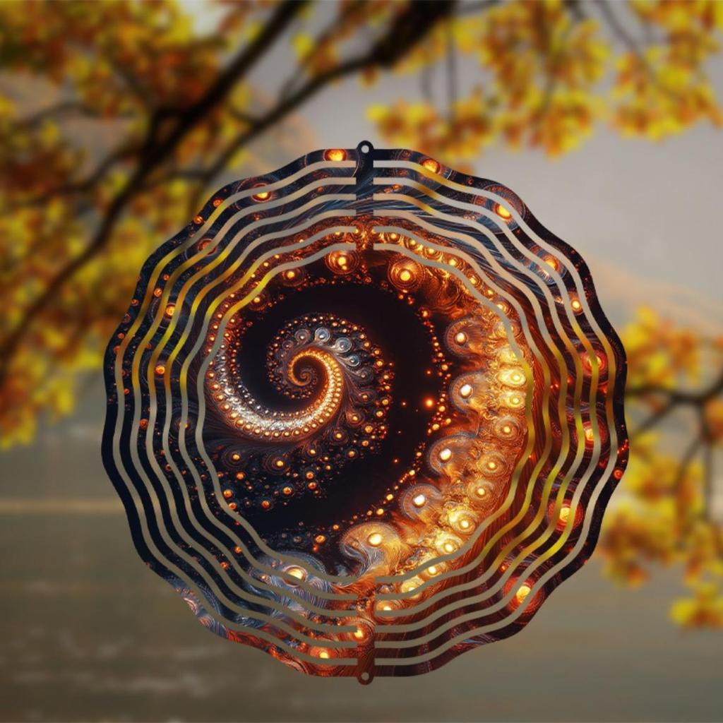 10 Inch Metal Wind Spinner Outdoor Garden Decor with 360 Swivel Hook Warm Orange Yellow Spiral Design for Balcony Patio Lawn All Season Gift