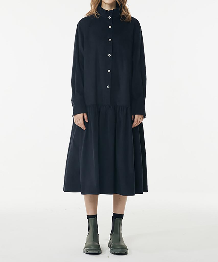 Boyeon Corduroy Belted Dress Navy 705