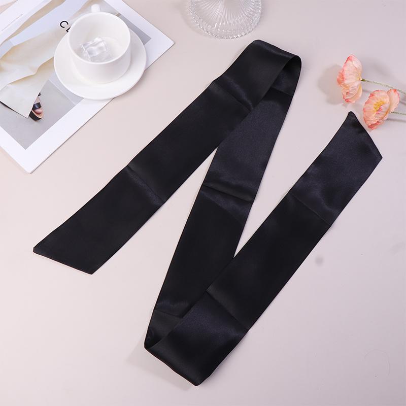 

Атласная шелковая маска для сна на глаза, сексуальная для женщин, шелковая повязка на глаза, милый подарок-сюрприз из шелковой ленты чёрный