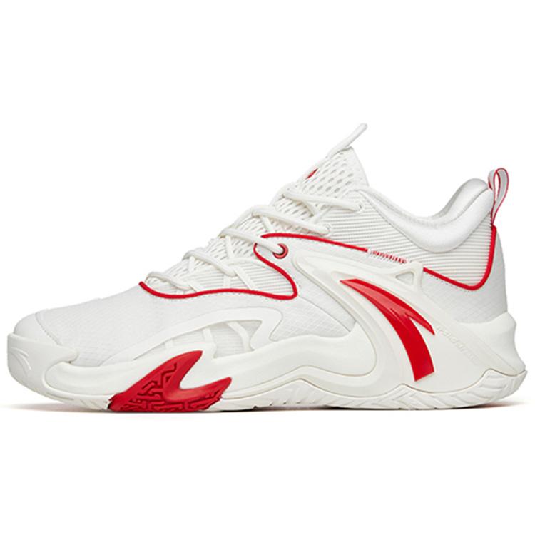 New Anta Airspace 3 Cushioning Anti Slip Wear Resistant Breathability Low Top Basketball Shoes Men's White Red 112211608-4