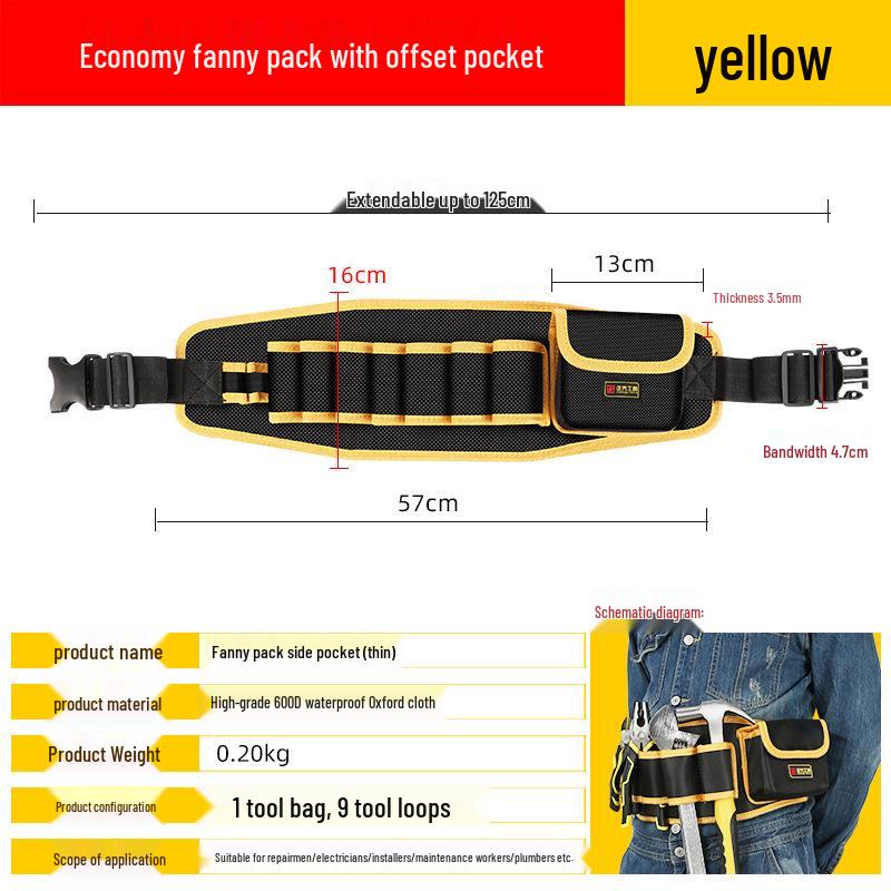 Portable Electrician Tool Belt: Sturdy, Multifunctional Waist Pouch for Construction Site Storage