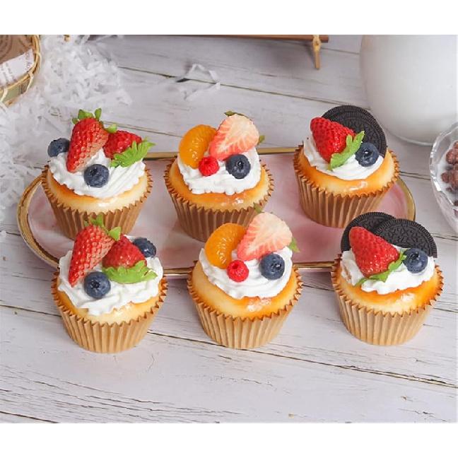 6 шт. Искусственный торт, поддельный, имитация, реалистичный капкейк, хлеб, десерт для украшения, витринные реквизиты A