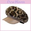 Leopard Print Newsboy Cap With Warm Polyester Fabric For Winter Casual Fashion
