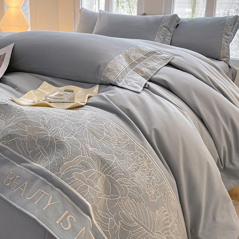 200 pieces of A-level winter flannel bedding set made of pure cotton, thickened and warm, luxurious solid color bed sheets, four piece set