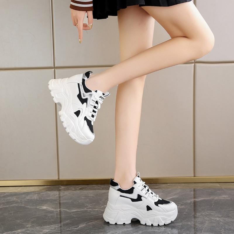 Chunky Women's Fashion Increased 6cm Sneakers Spring Autumn  Breathable Casual Shoes Student Girl Soft Vulcanized Shoes