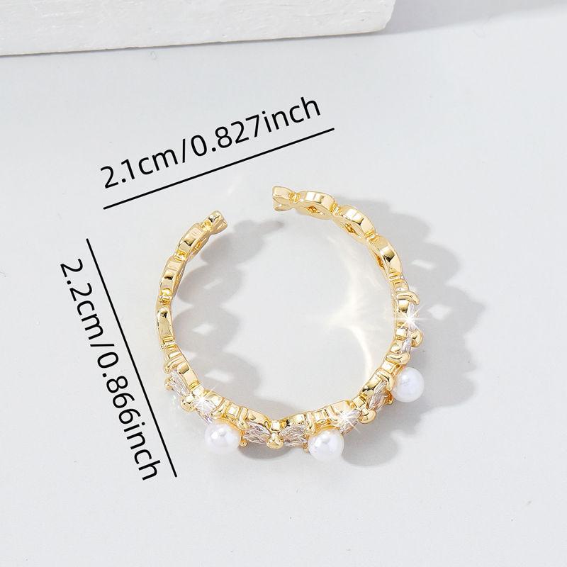 GemChic Women's Ring Exquisite Sweet Geometric Opening Adjustable Ring Female Embed Zircon Ring Birthday Christmas Jewelry Gift