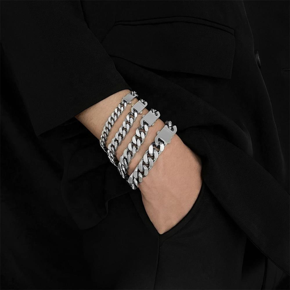 No Fading Steel Color 7MM 9MM 11MM 13MM Width Hip Hop Iced Out Stainless Steel Miami Cuban Chain Necklace for Women Men