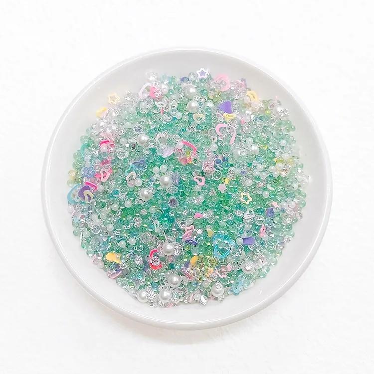 50g/Beutel Gemischte Harz Glitzernde Lochlose Perlen 2mm-7mm Strasssteine Schillernde Perlmuttfarbene Creme Imitation Blase Bastelzubehör