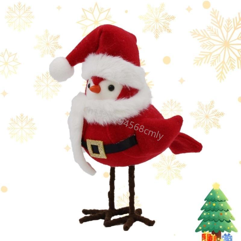 Christmas Decoration for Home Redness Simulated Birds Figurine Winter Birds Christmas Table Top Featherlys Friend 6XDE