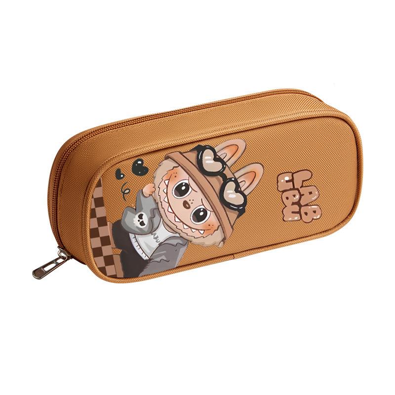 New Primary School Students Cartoon Pencil Bag Double-layer Simple Large-capacity Stationery Box Cartoon Pencil Bag High Value