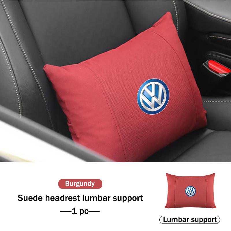 For Volkswagen VW Suede Car Neck Pillow Universal Fit Breathable Driving Cushion Scirocco Jetta Beetle Golf 4 5 6 Passat Polo B5NO4