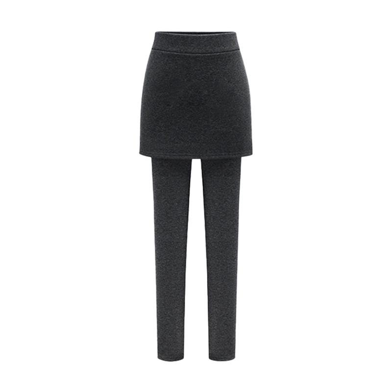 Women's Plus Size Fleece-Lined Hip-Wrap Culottes Leggings - Warm, Slimming, Small Leg Fit for Autumn/Winter
