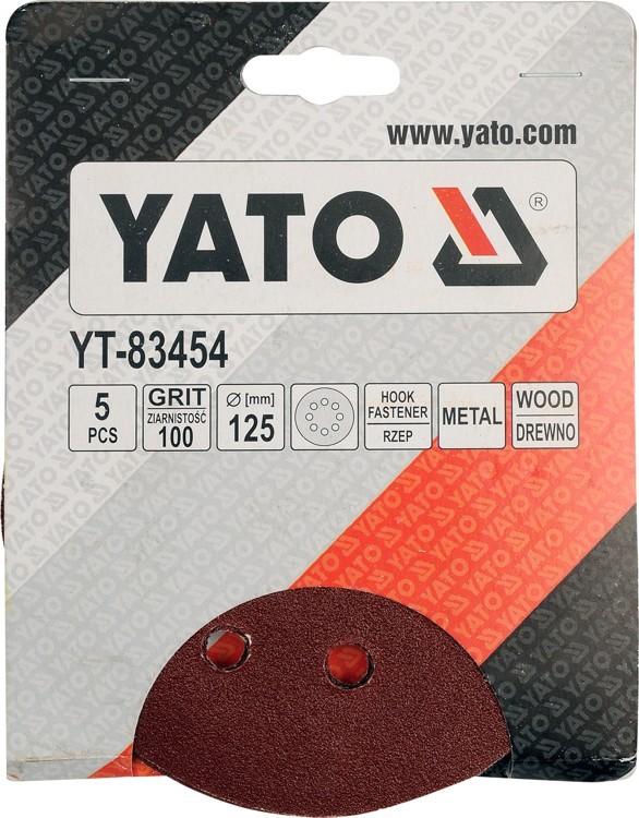 Velcro Sanding Discs with Holes 125mm, P100, 5 Pcs YT-83454 YATO
