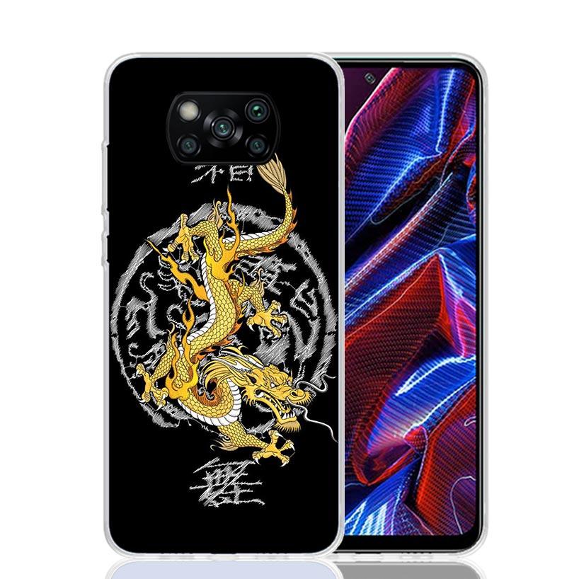 Asian Dragons Animal Tattoo Case Phone Cover for Xiaomi Redmi Note 10 9 9S 8 8T 7 5 Pro Mi 12T 11T 10T 9T 12 11 Lite A3 A2 Trend