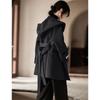 Women's Hand-Sewn Hooded Double-Faced Wool Blend Coat
