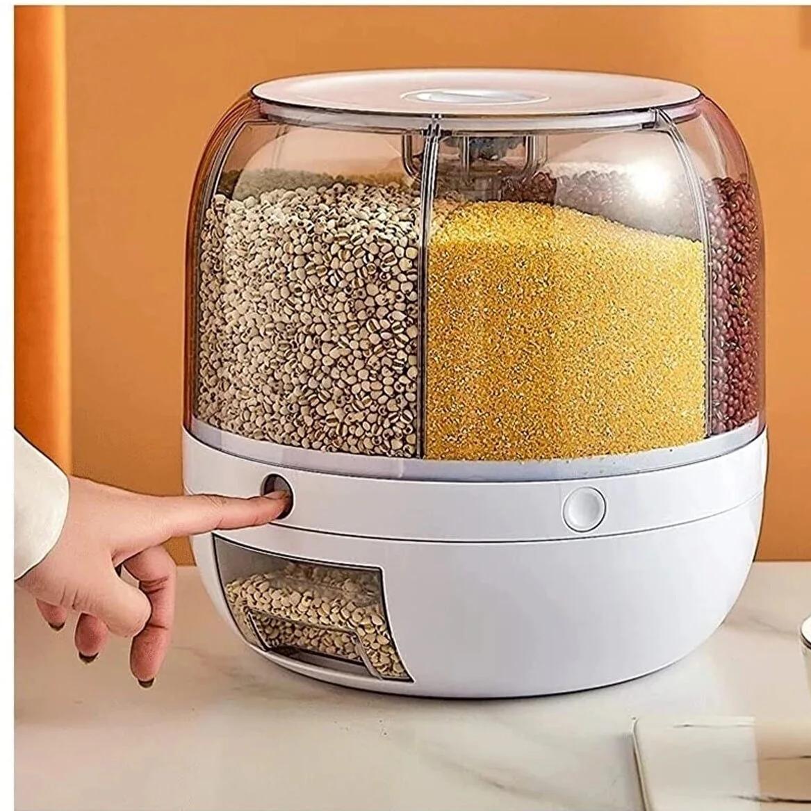 

Органайзер для сухих продуктов и бобовых Вращающийся на 360° 6 секций Герметичный контейнер для хранения 6 л 6 LT