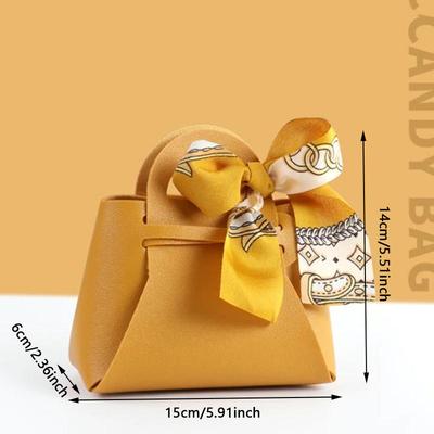 Geschenktasche aus Leder für Hochzeitsmandeln Süßigkeitenbox Personalisierte Fliege Eid Mubarak Tragbare Süßigkeiten Schmuckverpackungsbeutel Großhandel