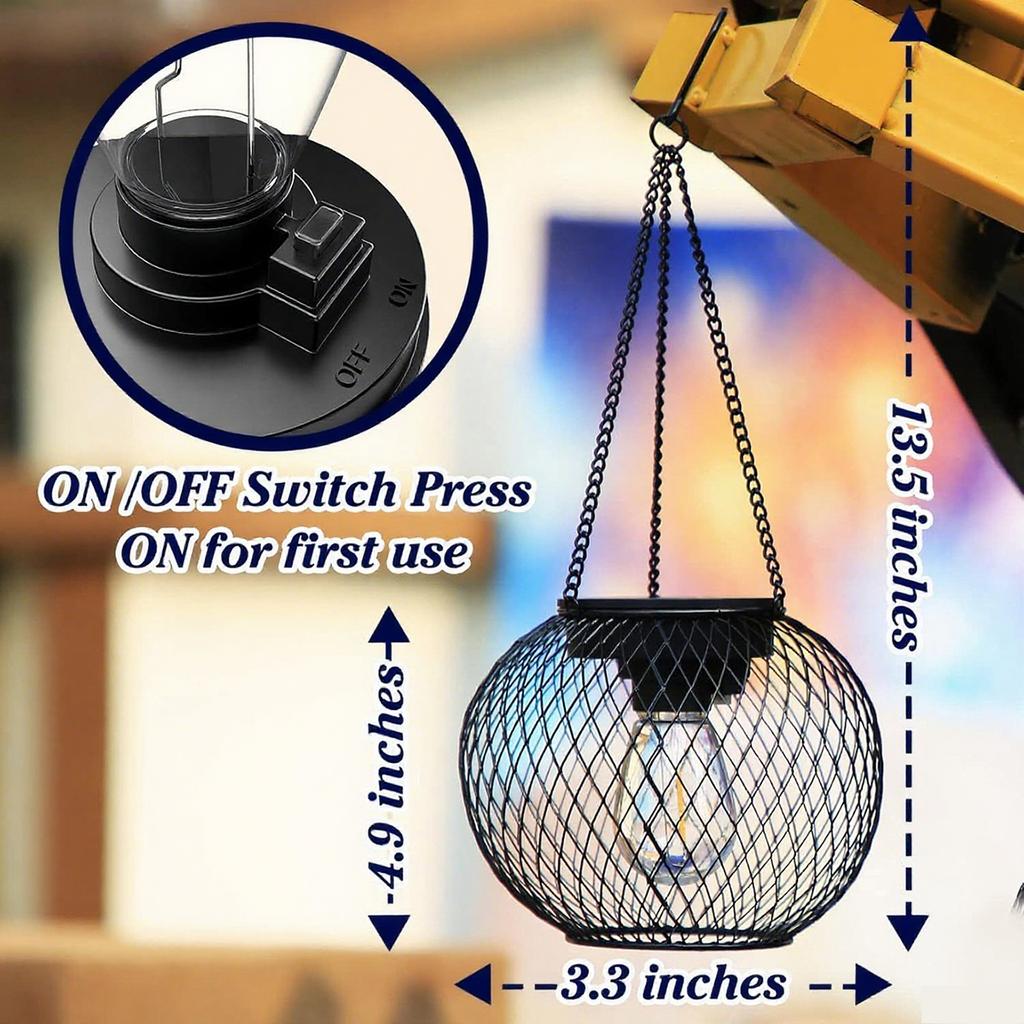 2 Stück Solarlaternen, wasserdicht, aus Metall, zum Aufhängen, für Garten, Terrasse, Weg, Veranda, Zaun, Weihnachten