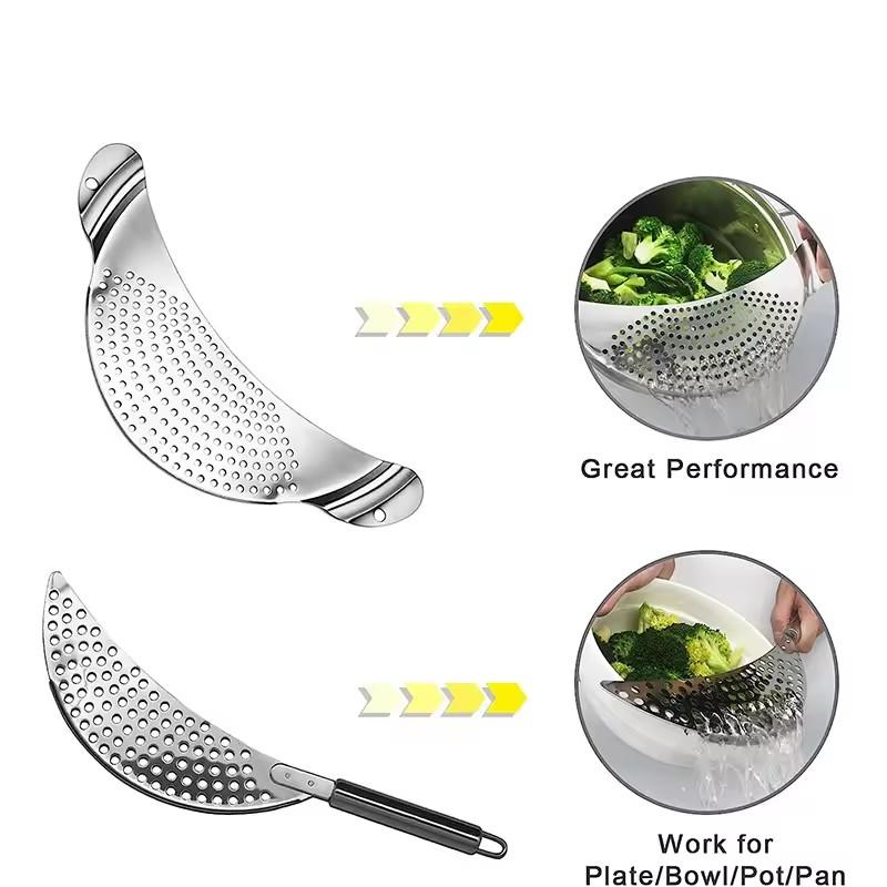 Stainless Steel Pot Strainer With Handle Kitchen Pasta Strainer Colander Insert Drainer For Different Pot Pan Vegetable Drainer