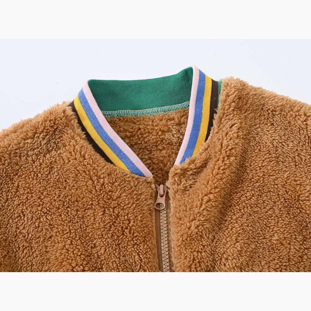 Fleece Children's Jackets Splicing Sleeve Cute Warm Fleece Boys and Girls Casual Sweater Warm Coat